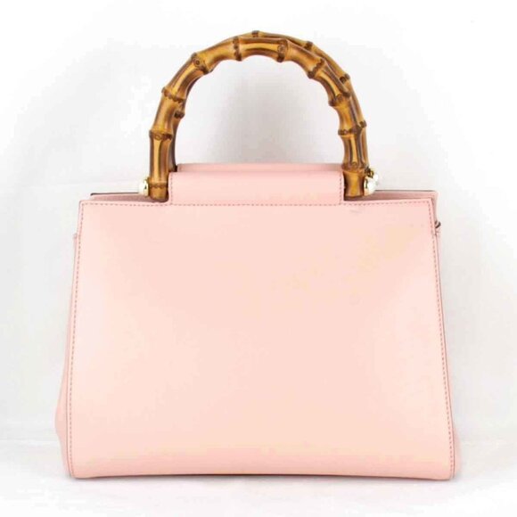 GUCCI Pink Leather Bamboo Bag - Picture 2 of 10